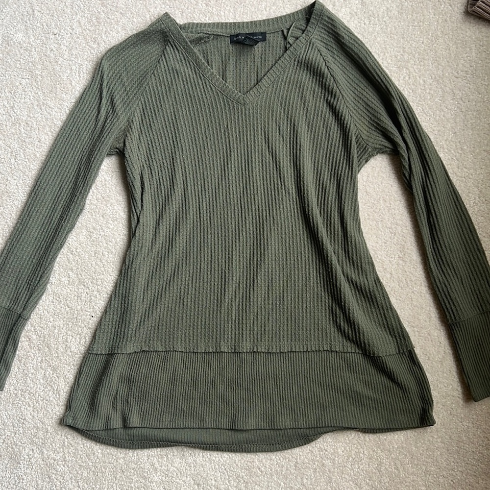 Green waffle shirt